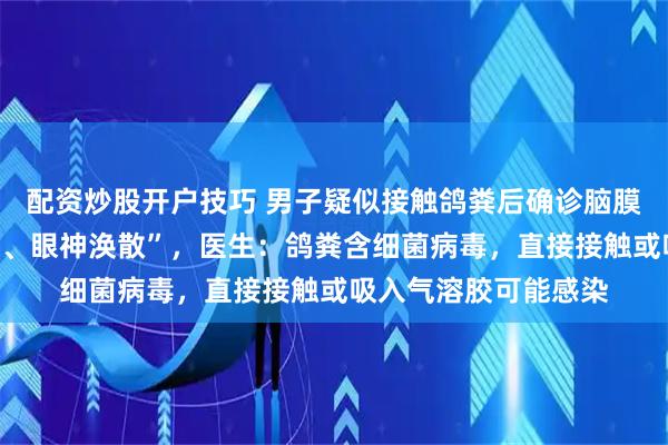 配资炒股开户技巧 男子疑似接触鸽粪后确诊脑膜炎，“每天头痛欲裂、眼神涣散”，医生：鸽粪含细菌病毒，直接接触或吸入气溶胶可能感染